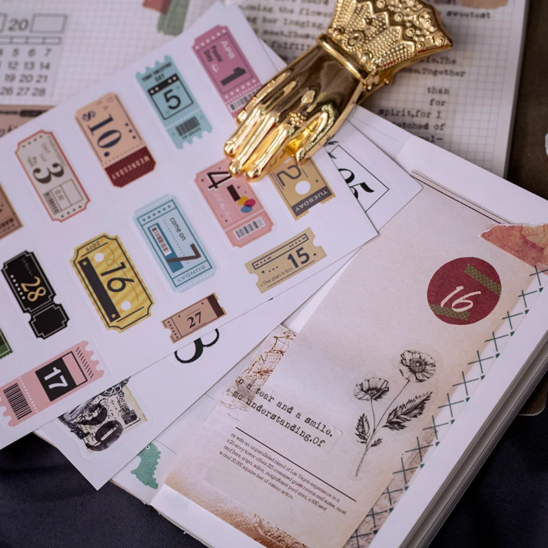 Ретро календарь с цветами наклейки индексы пуля журнал декоративные из рисовой