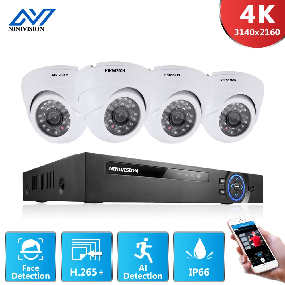 

4-канальная система видеонаблюдения 4K комплект камеры AHD 6 в 1, система видеонаблюдения, комплект наружных камер безопасности, электронная по...