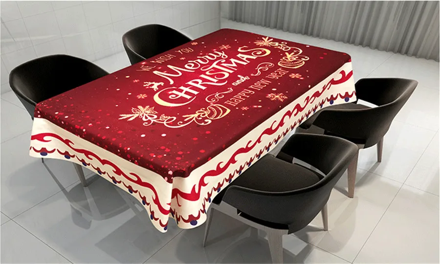 Wholesale Creative Printing Christmas Theme Fabric Waterproof Anti-staining Tablecloth New Year Christmas Decorations for Home