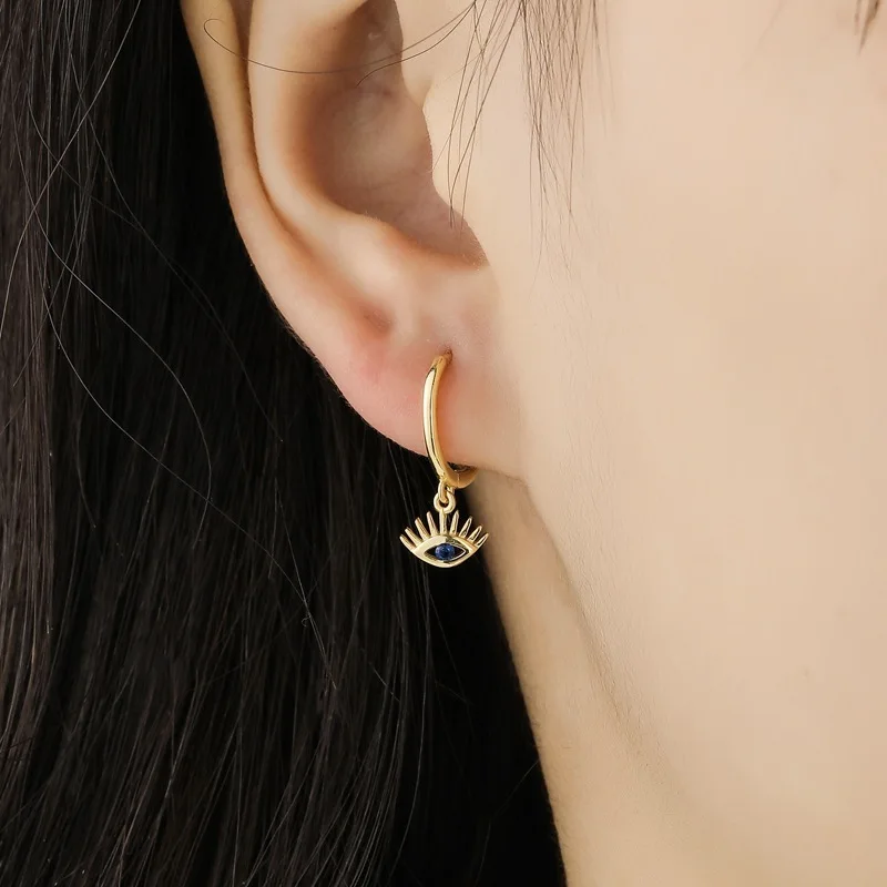 Женские серьги-кольца Foxanry серебро 925 пробы с цирконом