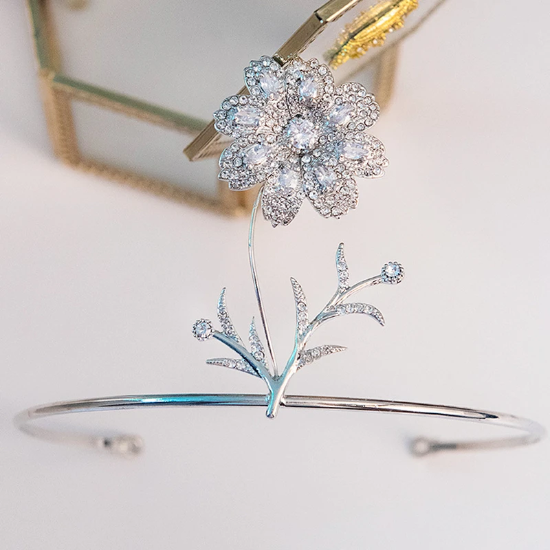 

GS11547 New style floral zircon bridal crown tiara rhinestone bridesmaid headpiece classic wedding hair decoration