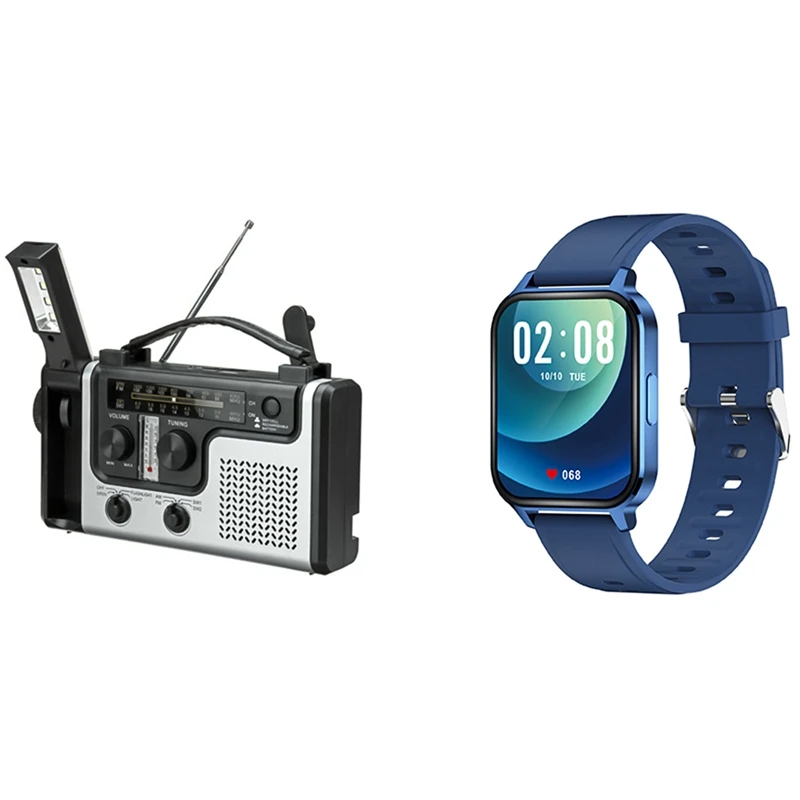 

Solar Radio Portable FM / AM Radio Built-In Speaker With Watch And Heart Rate And Sleep Monitor,For Android Phones