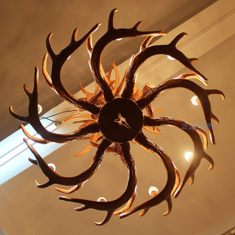

Antler chandelier retro industrial wind lamps restaurant Internet cafe decoration chandelier European resin loft wind lamps