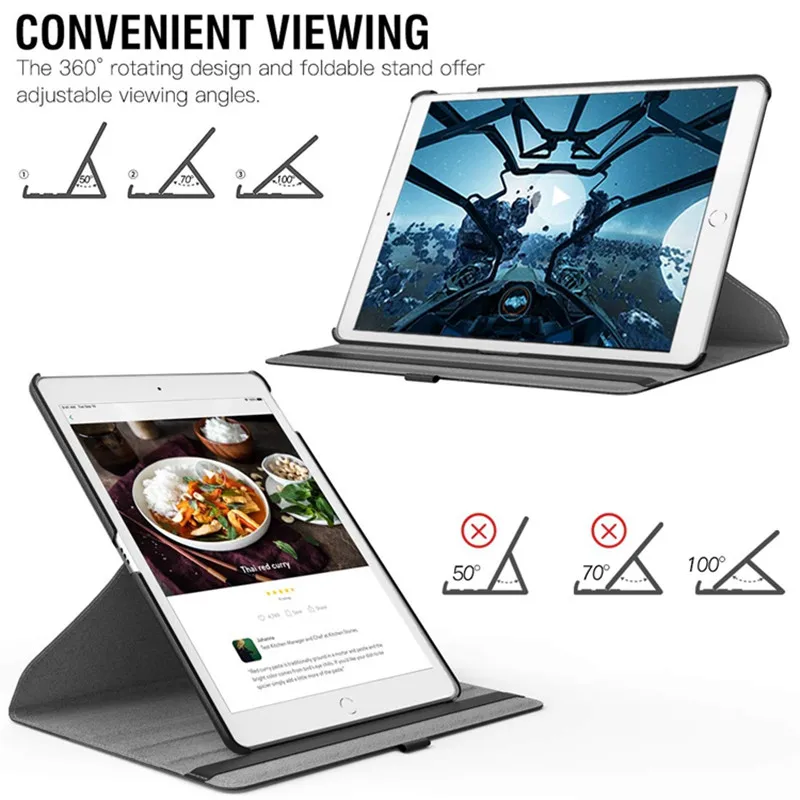 Для ipad 2 017/2018 Air2 Auto Sleep чехол 360 градусов вращающийся стенд Pu кожаный защитный для 3