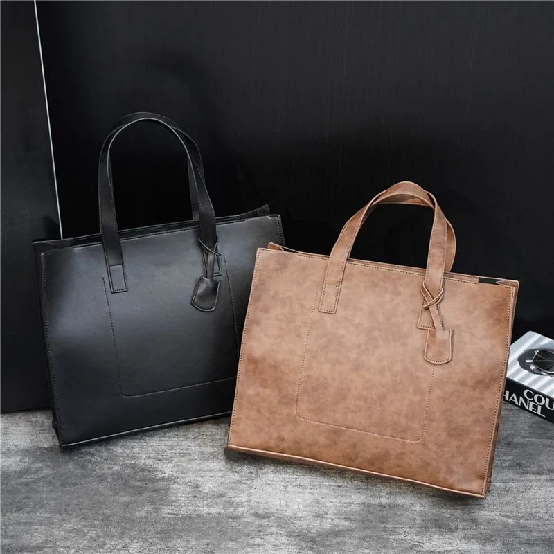 new man business briefcase crazy horse leather handbag men office bags shoulder bags messenger bags casual mens bag tote bag free global shipping