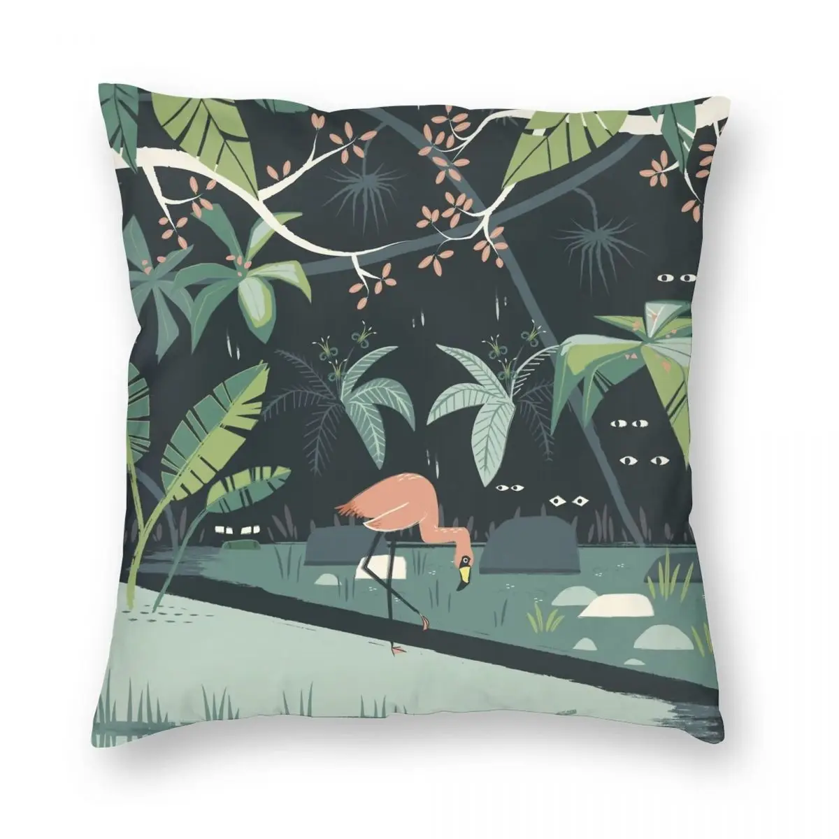 

Наволочка для подушки в виде джунглей из полиэстера и льна