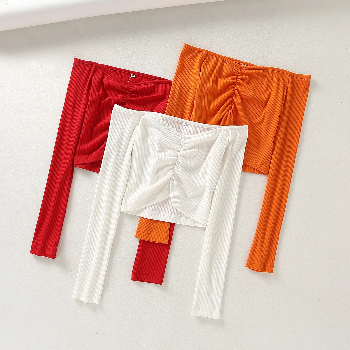 

Women Clothes 2019 Women Sexy Chest Pleated One-Shoulder Stretch Long Sleeve Top T Shirt Streetwear