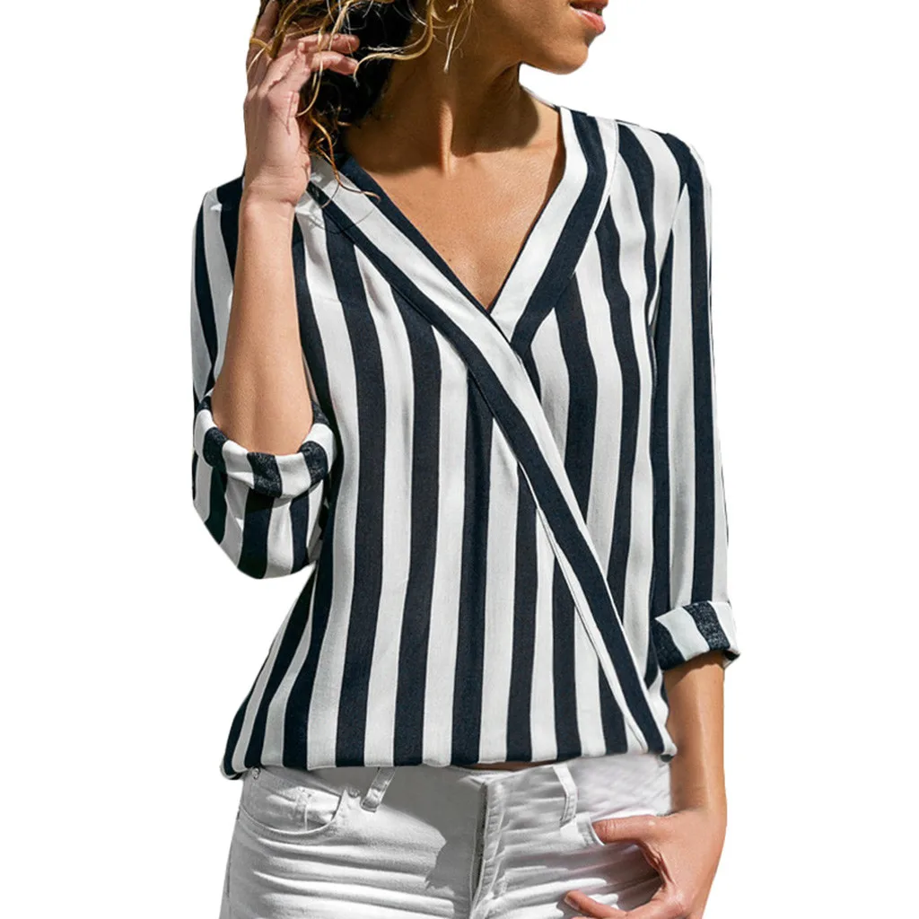 Женский Плюс размер длинный рукав свободный пуловер Топы Глубокий v образный