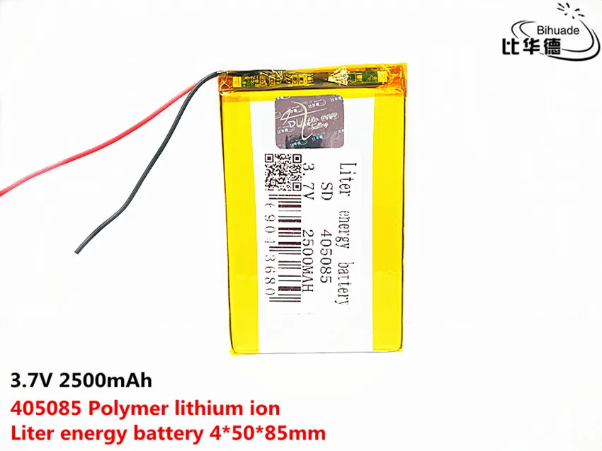 3.7V 2500mAh 405085 Lithium Polymer Li-Po li ion Rechargeable Battery Lipo cells For interphone GPS toys Tachograph | Электроника