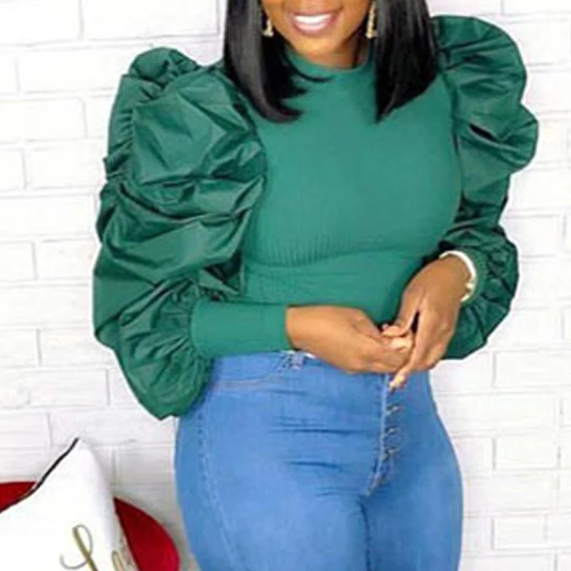 Элегантная Осенняя пышная рубашка с длинными рукавами Весенняя женская