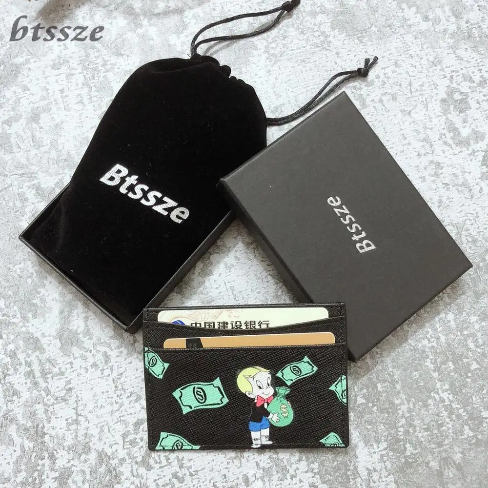 Btssze роскошный бренд монополия мультяшный узор кожаный банк визитница кошелек