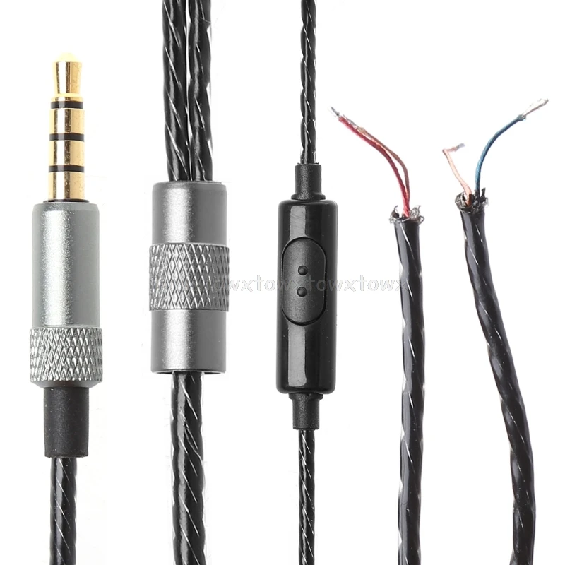 3.5mm 4pole Male Plug Jack DIY Replacement Headphone Audio Cable Maintenance Wire With MIC For Repair Upgrade Earphone | Электроника