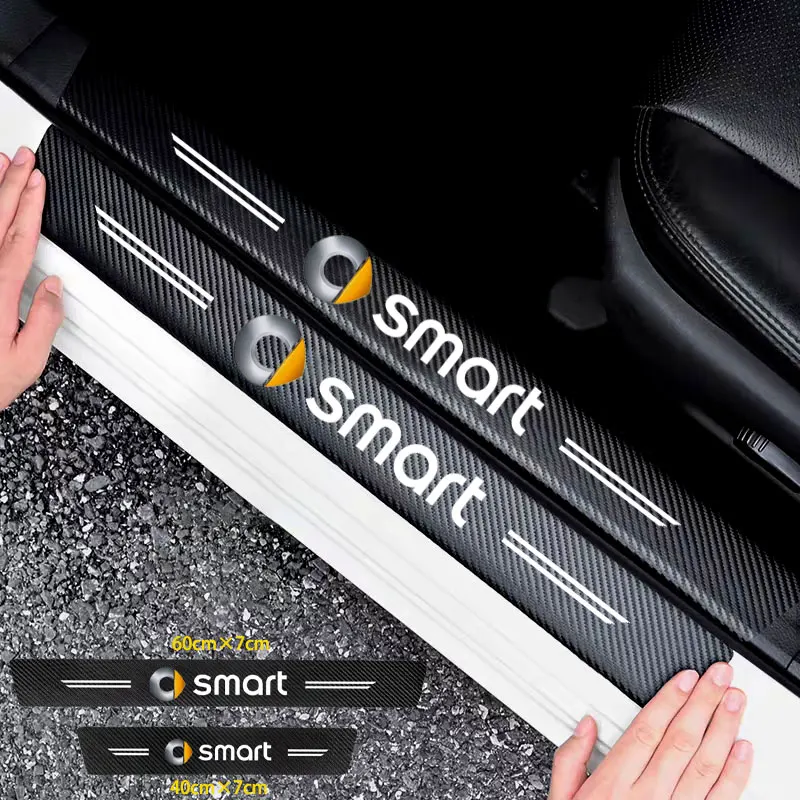 

4pcs/set Car Door Sill Protector Leather Vinyl Stickers For smart fortwo forfour 453 451 450 Threshold Decals Accessories