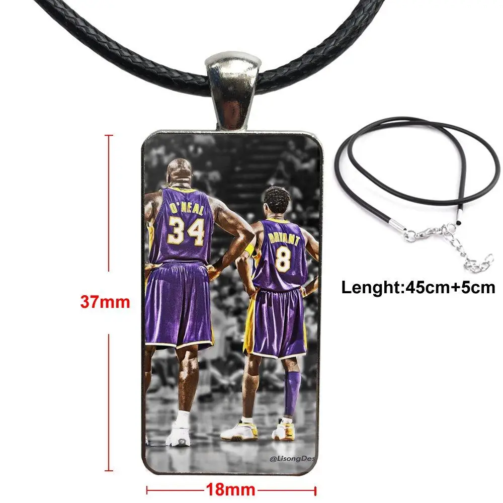 

For Woman Vintage Statement Baskeballer Shaquille O'neal Design Fashion Vintage Glass Women Rectangle Necklace Pendants