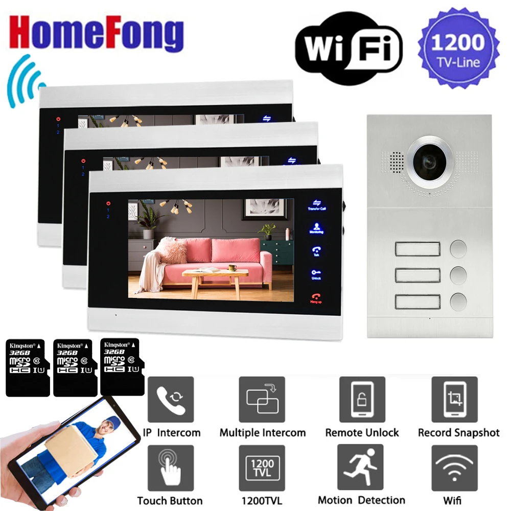 7 дюймов видео телефон двери беспроводной доступ в Интернет домофон Системы