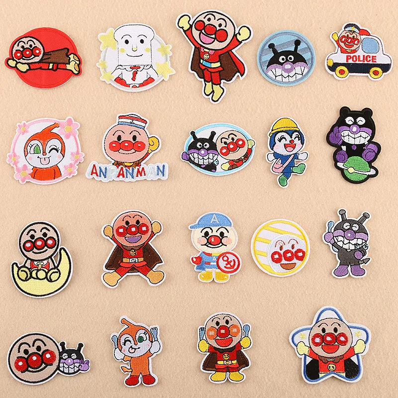 Мультяшные комиксы Anpanman, нашивки с железной вышивкой, нашивки для одежды, Diy наклейки, аксессуары для одежды