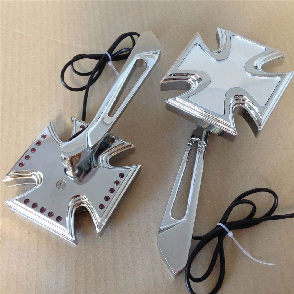 

LED New turn siganl integrated Cross mirror for Harley Electra Sportster Chrome