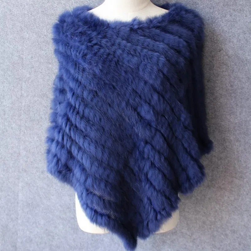 Winter Women Real Rabbit Fur Coat Triangular Shawl Warm Cloak Coats 28 Colors Knitted Poncho Female Party Cape Outerwear | Женская