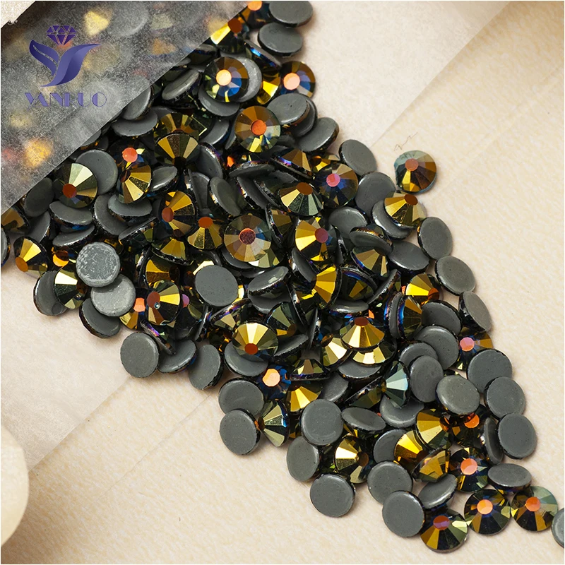 

YANRUO 2058HF All Sizes Montana AB Flat Back Hotfix Crystal Hot Fix Rhinestones Strass Stones For Clothes Decoration