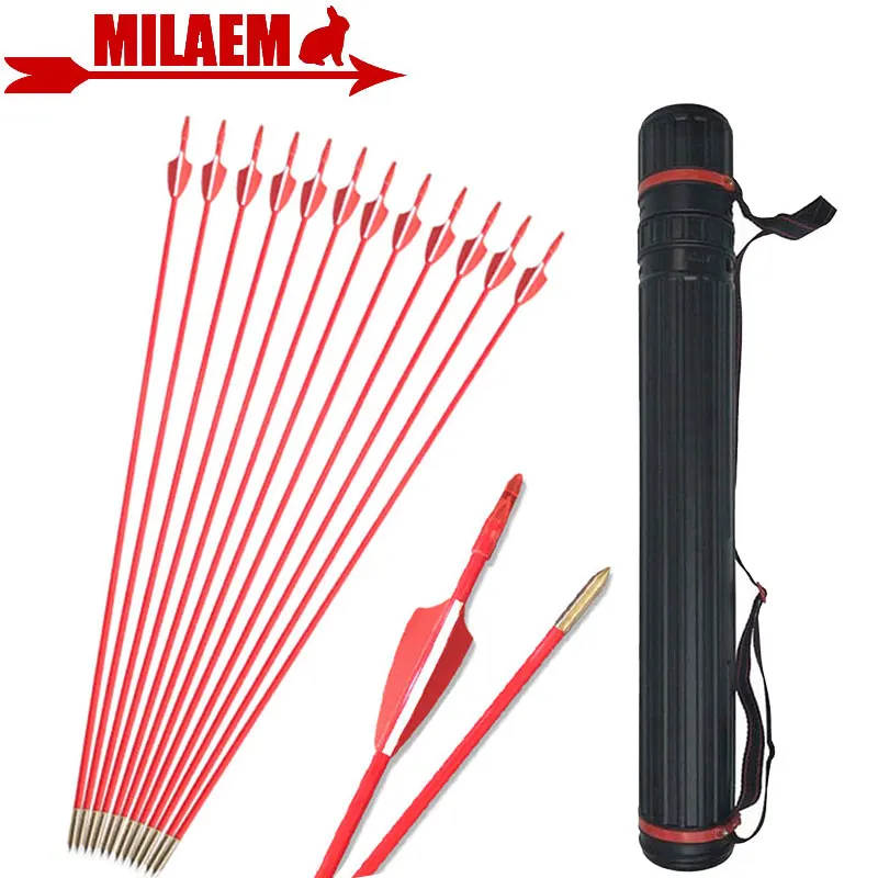 

6/12pcs Archery Fiberglass Arrows With Arrow Quiver Rubber 2.5" Fletching 80cm OD6mm Recurve Compound Bow Hunting Accessories