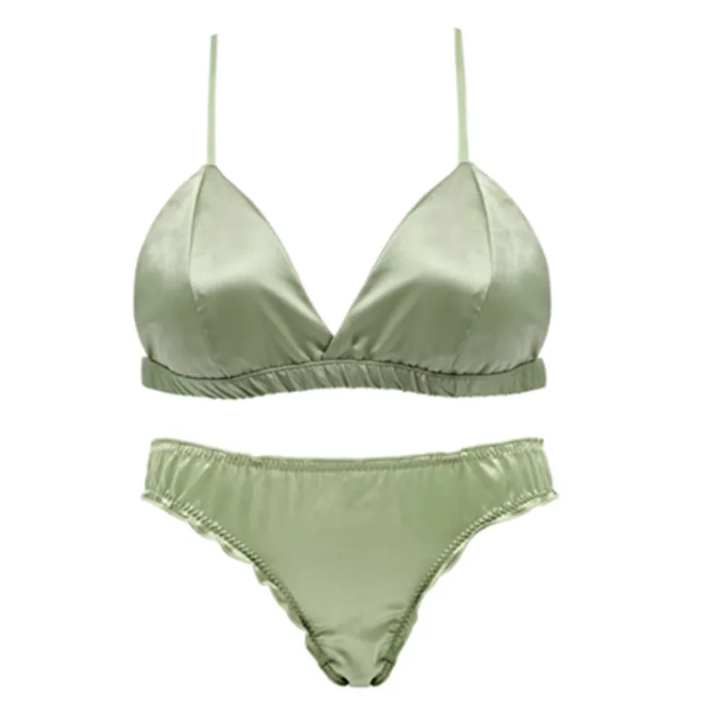 

Velvety Smooth Bra and Briefs Ladies Simple Design French Triangle Cup Comfortable Seamless Thin Underwear Suits