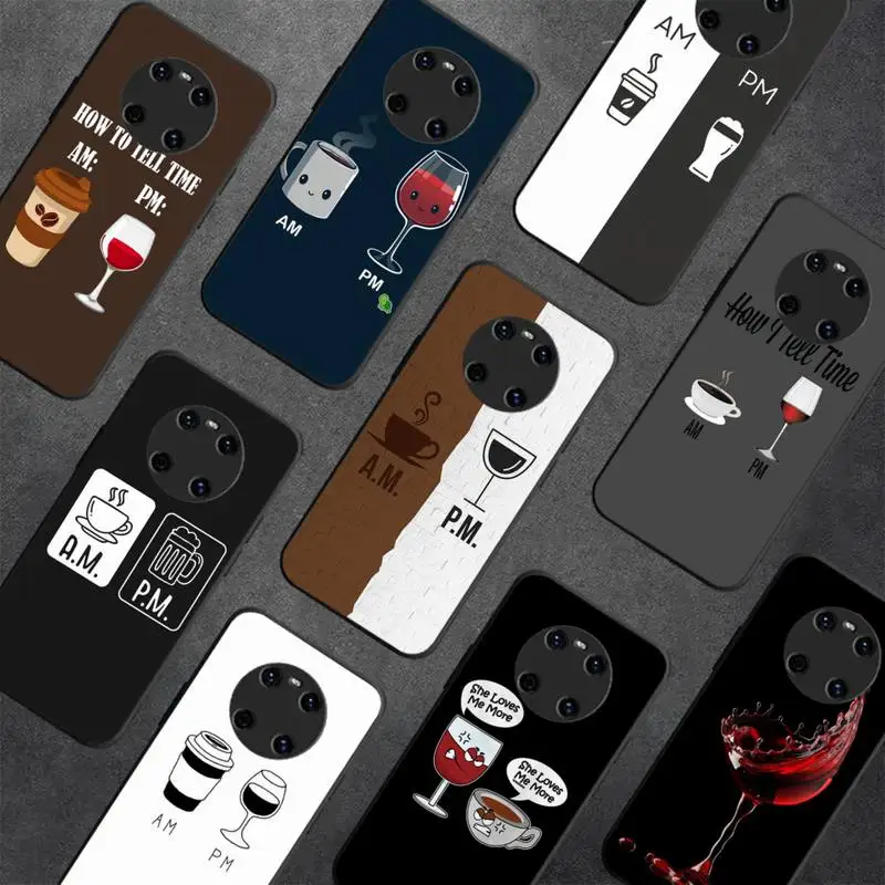 

Coffee Wine Cup Phone Case For Huawei Y5 Y62019 Y52018 Y92019 funda case for 9prime2019