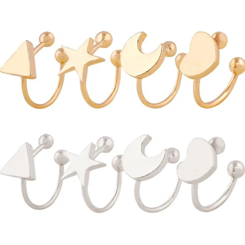 

Arrivals Fashion No Pierced Non-piercing Earcuff Ear Star Moon Heart Triangle Clip-on Clip Earrings For Women Jewelry Gifts