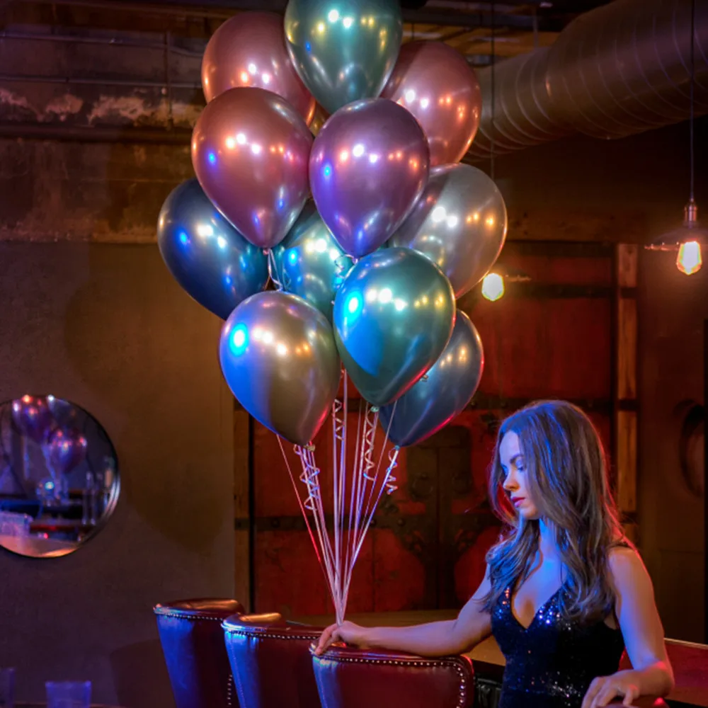 10 шт 12 дюймов блестящий металл жемчужные латексные шары толстые хром