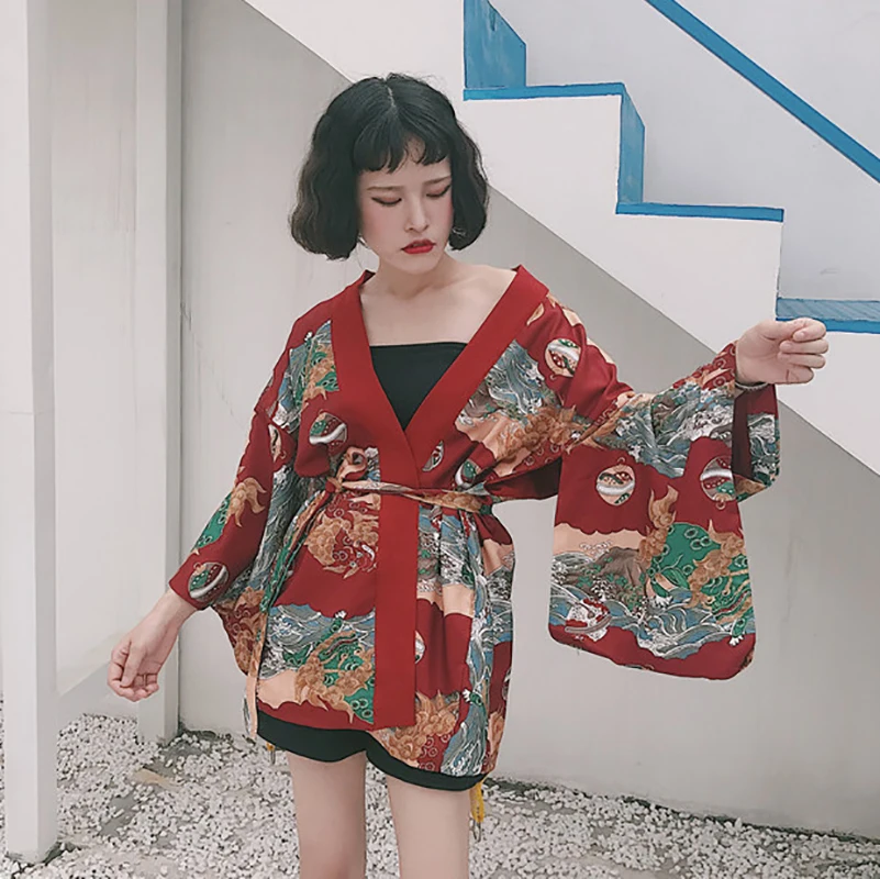 Японское кимоно женское Харадзюку стиль Японский кардиган юката традиционное