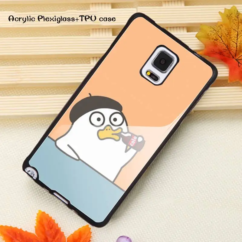 

Korean cute cartoon duck animal Phone Case Acrylic Plexiglass TPU For Samsung Note20 10 9 8 7 5 Pro ULTRA