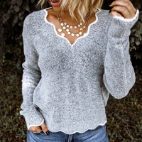 casual women long sleeve knitted tops autumn winter v neck sweater ladies solid sweaters pullovers streetwear s 5xl