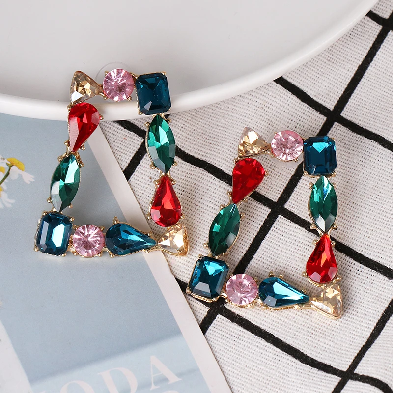 FASHIONSNOOPS, модные серьги-капли ZA с кристаллами, стразы для женщин геометрической формы, в стиле бохо, Висячие массивные большие серьги, ювелирные изделия, подарки