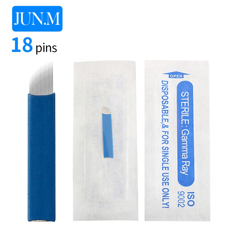 Free shipping 100Pcs Permanent Makeup Manual Needle Blade Embroidery/3D Eyebrow Tattoo Products 18 N