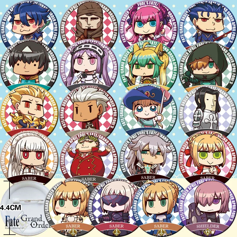 

20pcs Fate Grand Order Saber Bedge Collect Backpack Bags Badge 44mm Button Brooch Pin Souvenir Anime Cosplay Gift