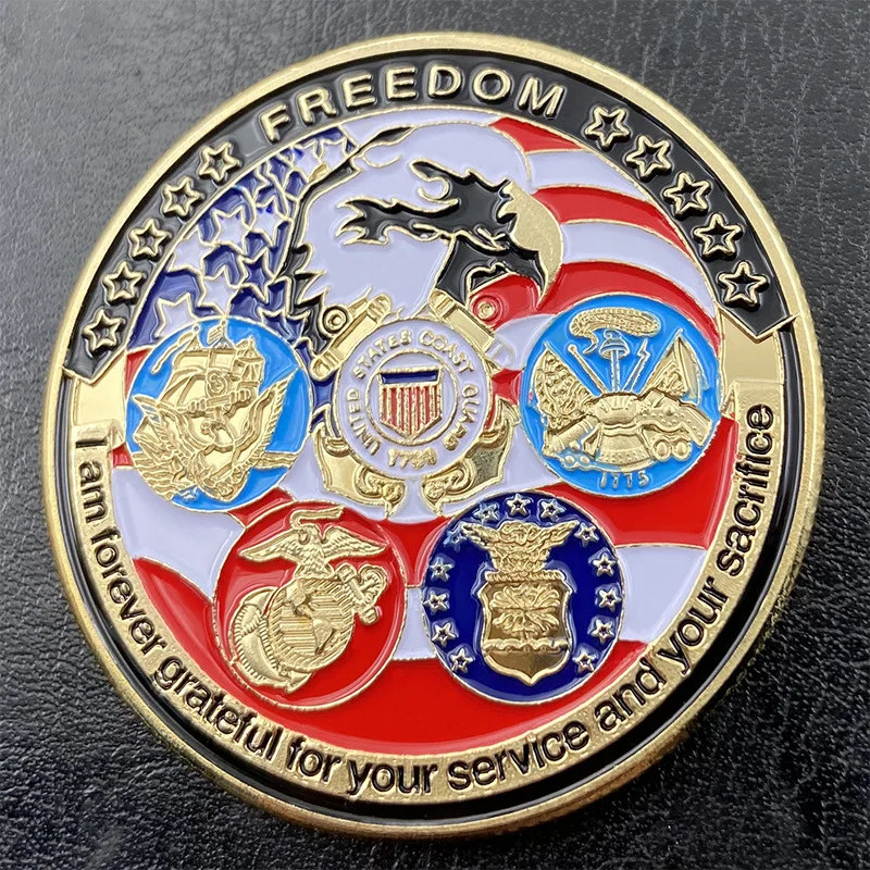 

Gold Plated commemorative coin collected by U.S Eagle sea Army Marine Corps Challenge Coin Collection Coin