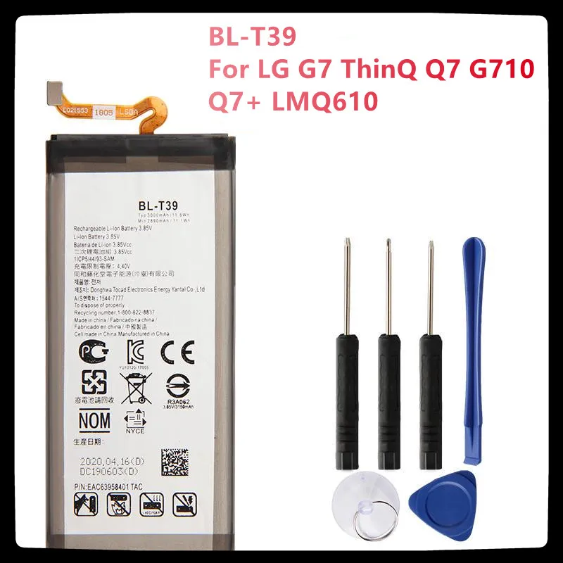 

Original Replacement Phone Battery BL-T39 For LG G7 ThinQ Q7 G710 Q7+ LMQ610 BL-T39 Rechargable Batteries 3000mAh With Free Tool