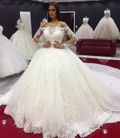 white ivory long sleeve lace wedding dress 2021 new arrival vestido de novia wedding gowns off shoulder wedding dresses