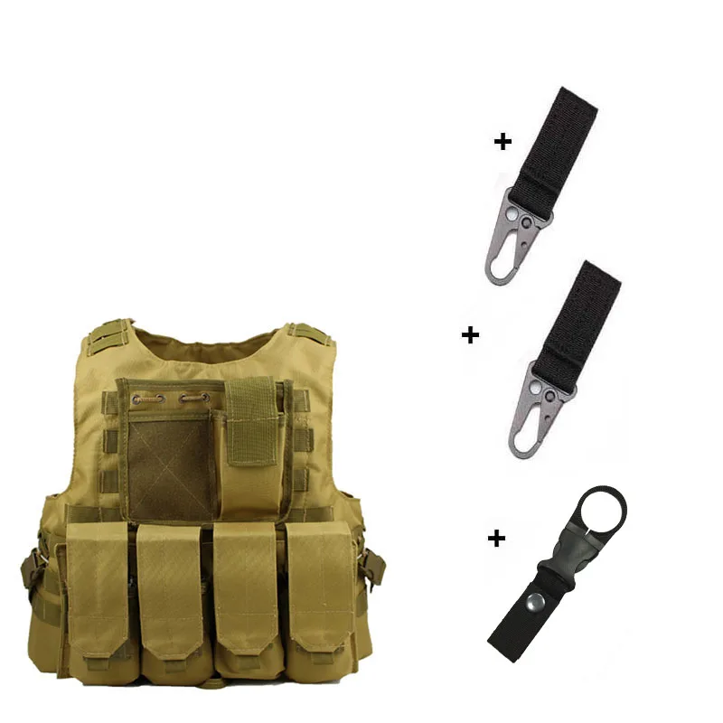 khaki and hook Разгрузочный Страйкбол Тактический Жилет Molle Жилет защитные пластины colete USMC солдат боевой жилет армейский Военный камуфляж Перевозчик - Цвет: khaki and hook