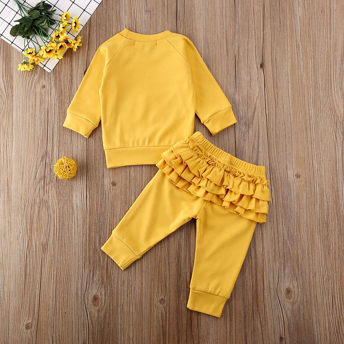 

Pudcoco 2020 Autumn 0-3Y Toddler Kids Baby Girl 2Pcs Set Casual Rainbow Patchwork Long Sleeve Sweatshirt+Back Ruffled Pants
