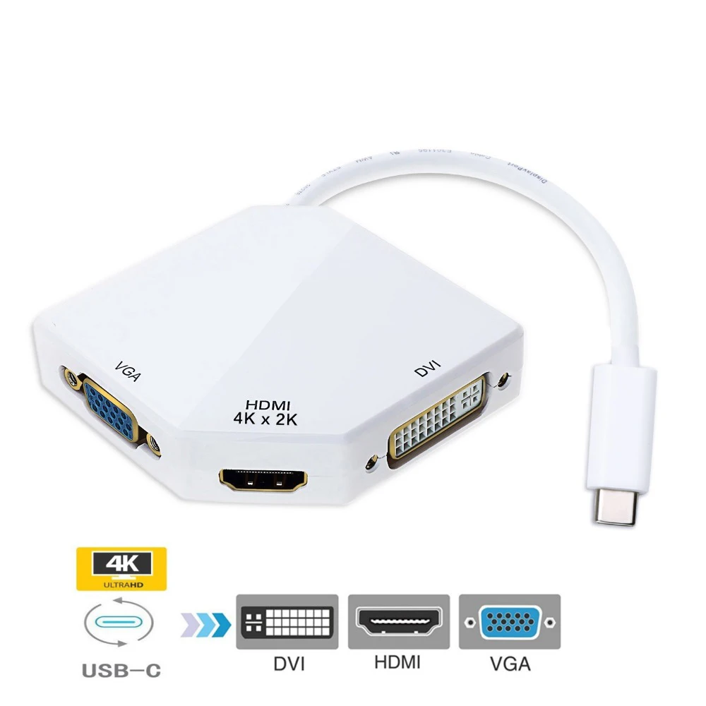 USB-C USB3.1 Type-c to HDMI 4K VGA DVI 1080P Cable Adapter for Samsung S8 Macbook Pro Dell XPS 13 15 Thunderbolt 3 | Электроника