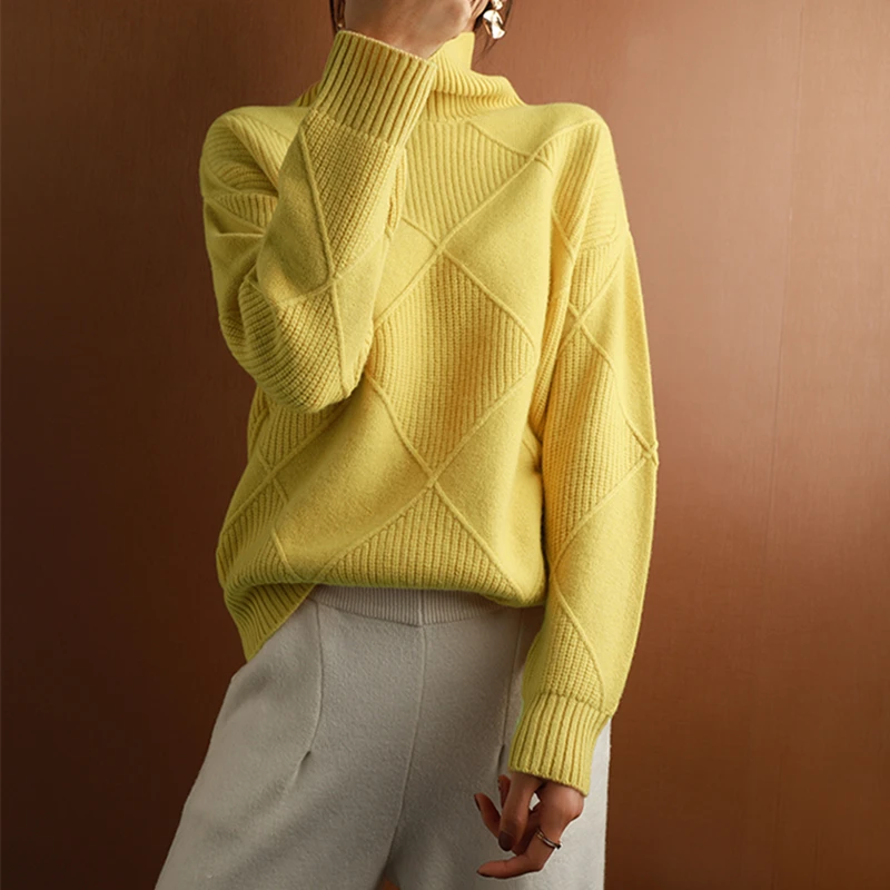 

21 Womens Cashmere Turtleneck Sweater Solid Knitted Turtleneck Pullover Oversized Full sleeves Wool Oversized Sweater for Women