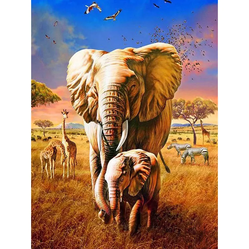 

5D алмазная живопись «сделай сам», слон, африканская трава, алмазная вышивка, вышивка крестиком, мозаика Стразы, домашний декор, подарок