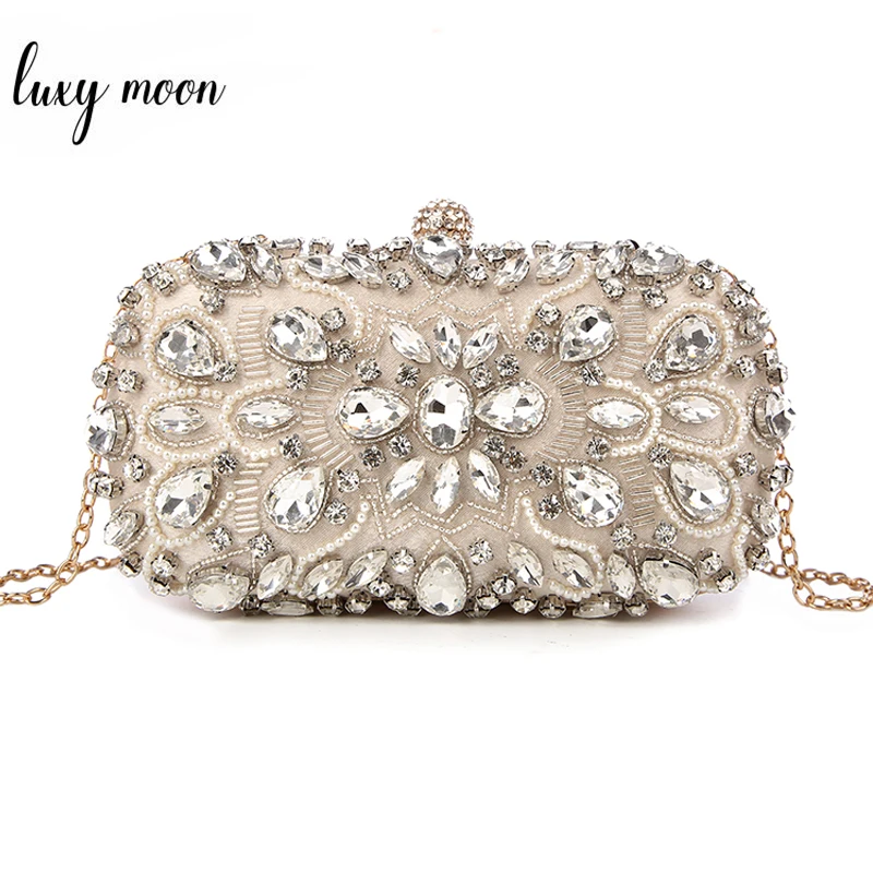Luxy Moon, женский клатч, Свадебный клатч для вечеринок, сумочка, стразы, жемчуг, бисер, роскошные сумки, кошельки, вечерняя сумочка