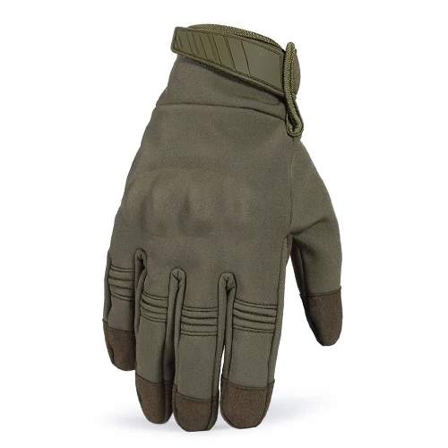 Green Touch Screen Waterproof Fleece Tactical Army Combat Airsoft Military Hunting Climbing Cycling Hard Knuckle Full Finger Gloves - Color: Green
