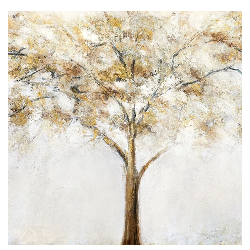

New Arrival Modern Gold Tree Textured Acrylic Canvas Abstract Landscape Oil Paintings On Canvas Wall Art For Living Room