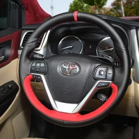 for toyota markx altis avalon crown estima camry corolla hand sewing leather steering wheel cover interior car accessories