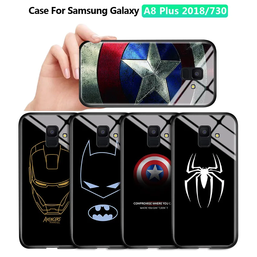 Для Samsung A9 A8 Plus 2018 A730 A530 A9S Marvel Ironman противоударный чехол из закаленного стекла для