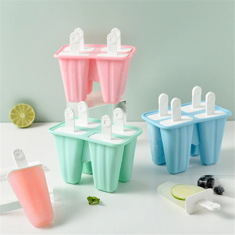 4/6 Cavity Ice Cream Mold Popsicle Silicone Molds Diy Homemade Fruit Juice Purees Yogurt Pudding Dessert Ice Lolly Tray Mould