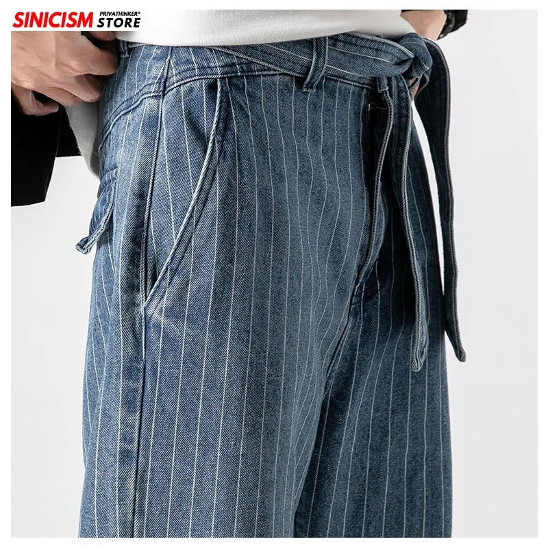 MrGB 2023 Men's Baggy Streetwear Jeans Striped Oversize Man Denim Pants Casual Spring Harem Pants Men Drawstring Jogger Trousers