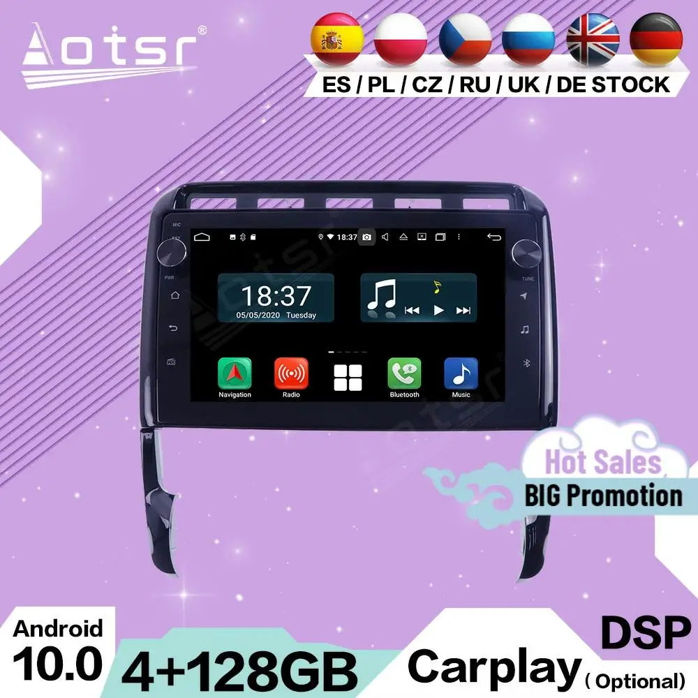 

4+128G Carplay Multimedia Android 10.0 For Porsche Cayenne 2004 2005 2006 2007 2008 2009 2010 GPS Navigation Car Radio Head Unit